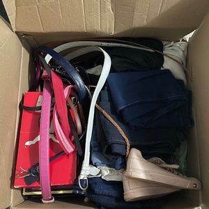 Box of Girl Clothing & Shoes & Purses